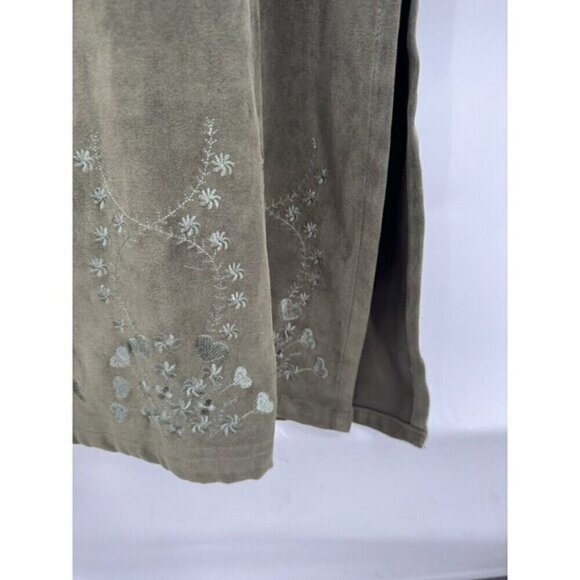 Mary McFadden Dress Women Medium Green Floral Embroidered VTG Western Boho Chic - Picture 10 of 10